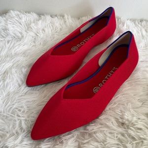 Red Rothy’s The Point Flame Red Flats Size 8